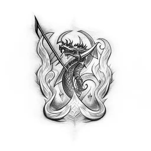 A blackwork tattoo featuring the iconic Dragonslayer sword from Berserk tattoo design idea