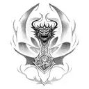 A blackwork tattoo featuring the iconic Dragonslayer sword from Berserk tattoo design idea