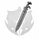 A blackwork tattoo featuring the iconic Dragonslayer sword from Berserk tattoo design idea