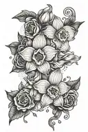 aries, pieces, Gemini, daffodil, honeysuckle, roses tattoo design idea