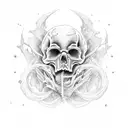 Two hands touching, one normal and one just whit bones tattoo design idea