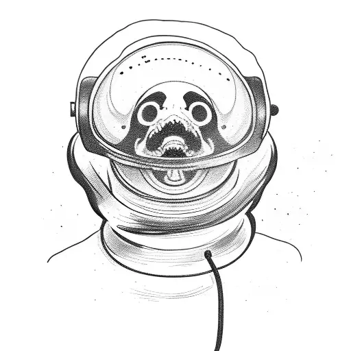 man in regular clothes with a astronaut helmet on tattoo design idea