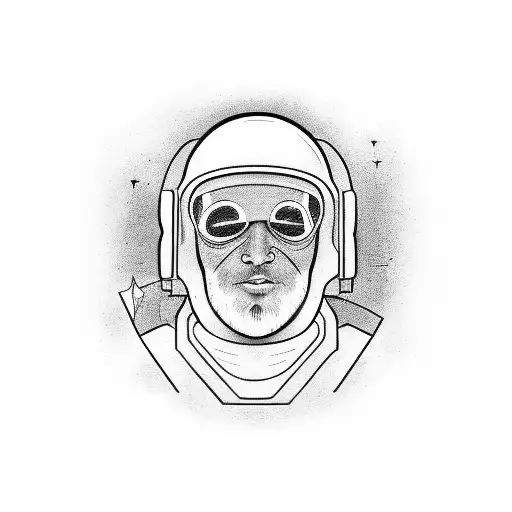 man in regular clothes with a astronaut helmet on tattoo design idea