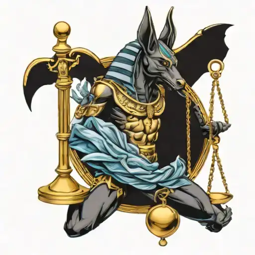 Anubis scales of justice tattoo design idea