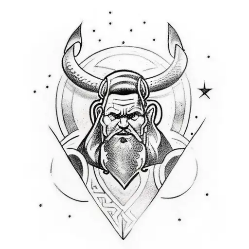tatuagem Thor com elementos Viking. tatuagem mais comprida tattoo design idea