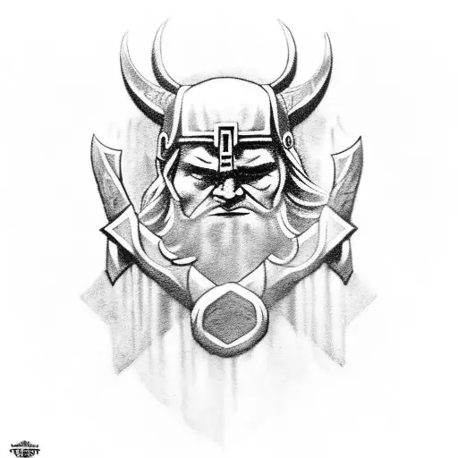 tatuagem Thor com elementos Viking. tatuagem mais comprida tattoo design idea