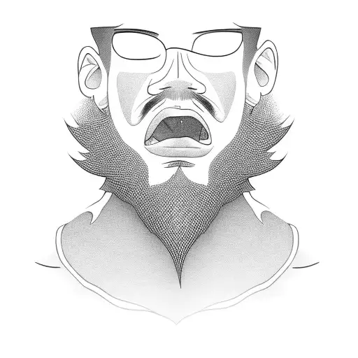 neo tribal fine line tattoo on a male neck reaching up through his beard up to his cheeks spiking through the beard tattoo design idea
