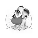neo tribal fine line tattoo on a male neck reaching up through his beard up to his cheeks spiking through the beard tattoo design idea