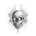 Smiling skull gothic chain tattoo design idea