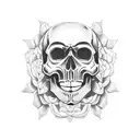 Smiling skull gothic chain tattoo design idea