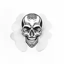 Smiling skull gothic chain tattoo design idea