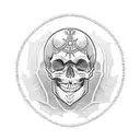 Smiling skull gothic chain tattoo design idea