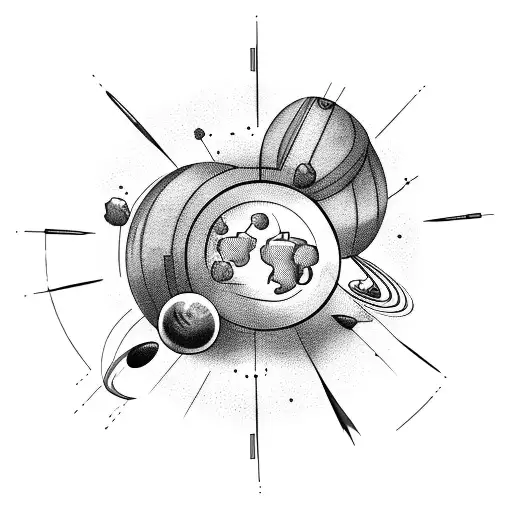 drum kit in the shape of the solar system tattoo design idea