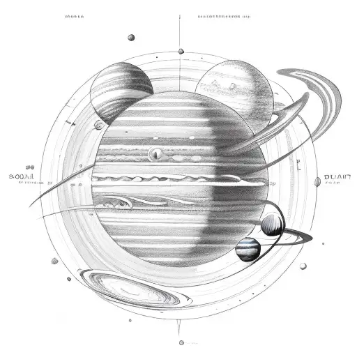solar system with drums for the planets and the sun tattoo design idea