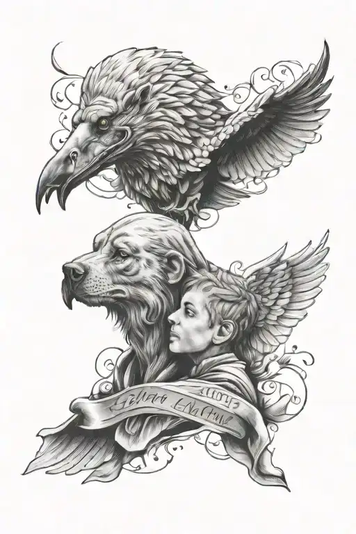 memorial for father son tattoo design idea
