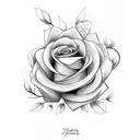 flower bouquet stem turns into word family in cursive tattoo design idea