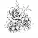 flower bouquet stem turns into word family in cursive tattoo design idea