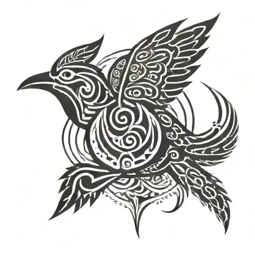 back tattoo, tribal, dayak, abstract, bird-like, iban, borneo, surreal, minimal  tattoo design idea