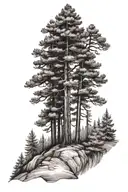 ponderosa pine tree forest tattoo design idea