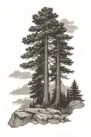 ponderosa pine tree forest tattoo design idea