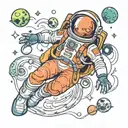 An alien astronaut floating in space surrounded by swirling galaxies tattoo design idea