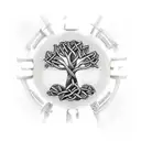 celtic family tree with clocks in roots tattoo design idea