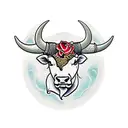 front facing bull with horns tattoo design idea