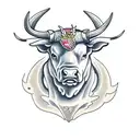 front facing bull with horns tattoo design idea