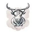 front facing bull with horns tattoo design idea