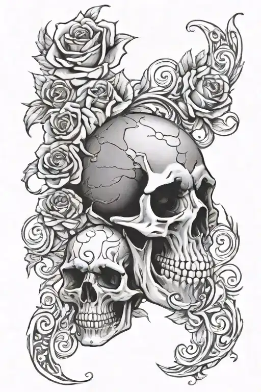 MAURI BAND TATOOS WITH SKULL AND ROSE SHOU;LDER FULL tattoo design idea
