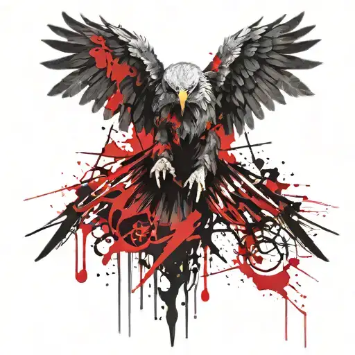 Gothic eagle wings tattoo design idea