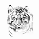 A full body tiger surrounded by oriental lilies and minimalistic flowers tattoo design idea