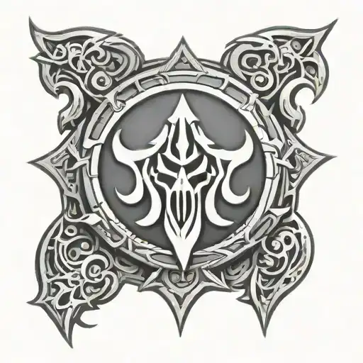 world of warcraft thrall horde alliance crest combined tattoo design idea