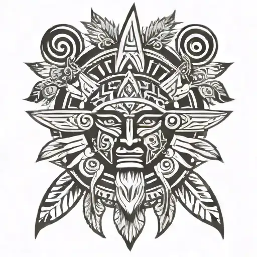 Aztec sun tattoo design idea