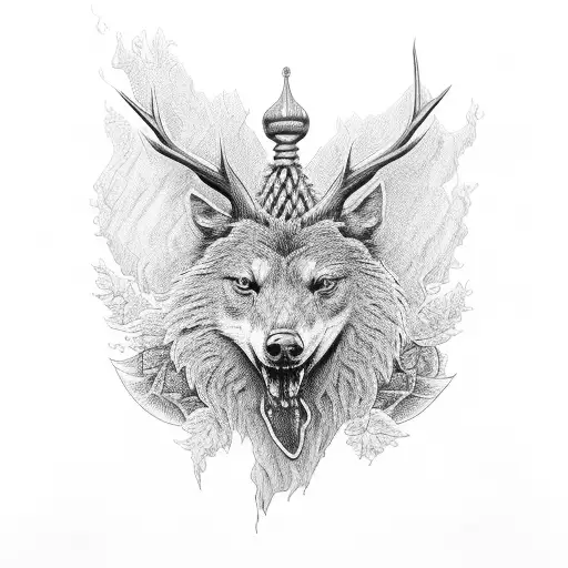 Hirsch schädel, das Geweih aus keltischen Knoten. tattoo design idea