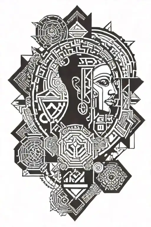 african tribal design incorporating Christianity and geometric patterns along with Nigerian roots  tattoo design idea