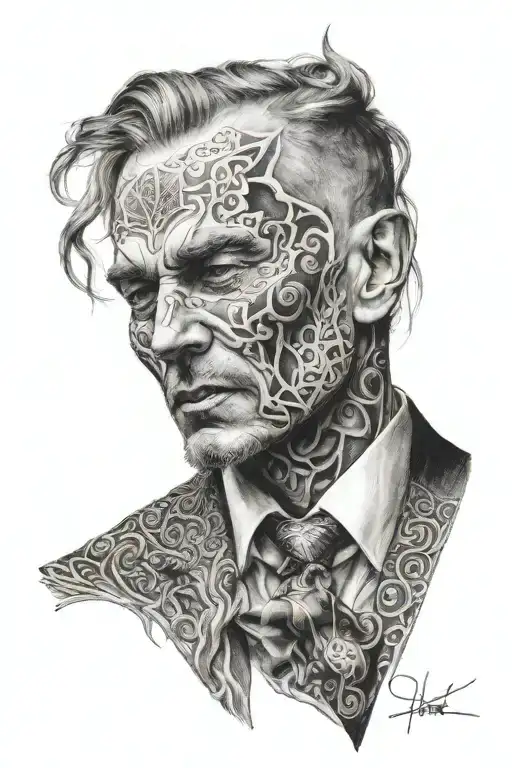 power, leadership and authority using dotwork tattoo design idea