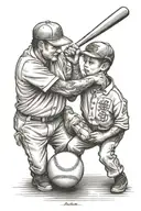 baseball father son playing tattoo design idea