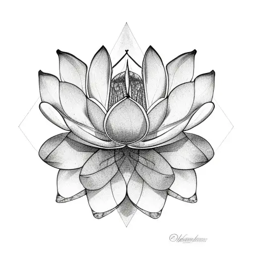 Lotus, butterflies and plumeria, leaves tattoo design idea