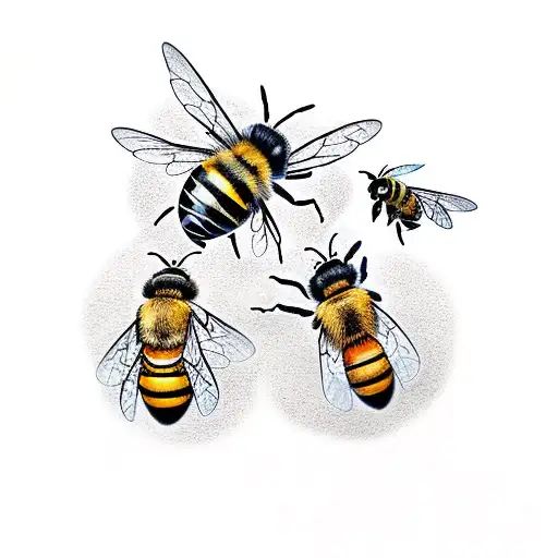 bee and bee hive tattoo design idea
