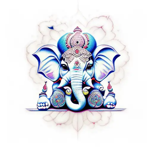 stitch in ganesha position tattoo design idea