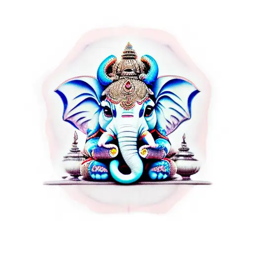 stitch in ganesha position tattoo design idea