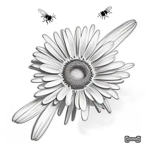 Daisies with bees tattoo design idea