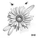 Daisies with bees tattoo design idea