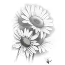 Daisies with bees tattoo design idea