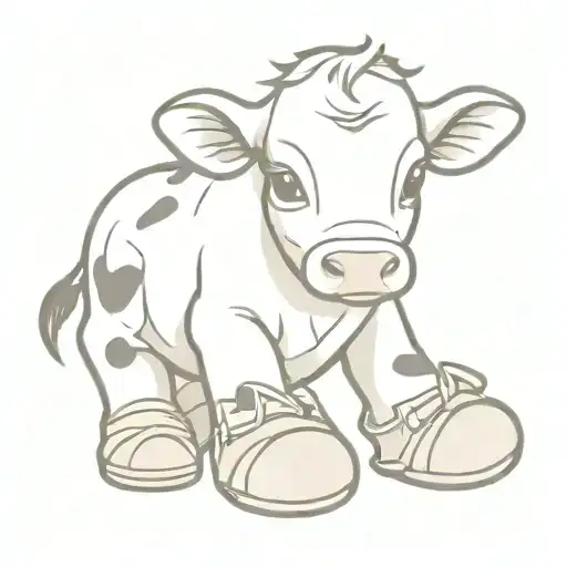 cute baby cow with cowboy boots tattoo design idea