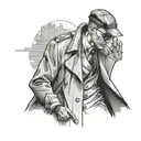 man in trench coat flashing what he has in coat tattoo design idea