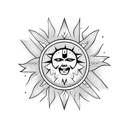 sun with electric guitar tattoo design idea
