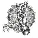 Design a tattoo of a stoic hand holding a burning torch, symbolizing enlightenment and perseverance tattoo design idea