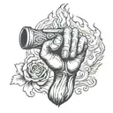 Design a tattoo of a stoic hand holding a burning torch, symbolizing enlightenment and perseverance tattoo design idea
